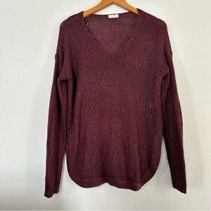 Francesca’s Harper Heritage Maroon Crewneck Sweater Large Elbow Detail